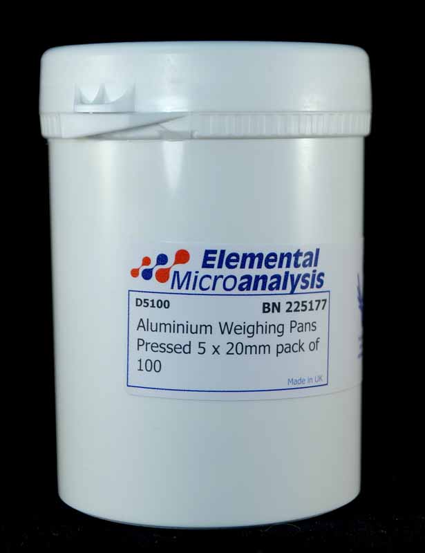 Aluminium Weighing Pans Pressed 5 x 20mm pack of 100